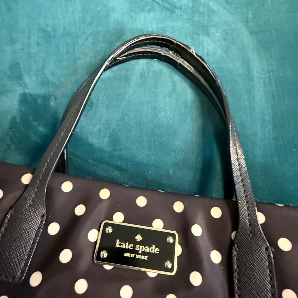 Kate Spade New York Polka Dot Nylon Tote Bag Black White
